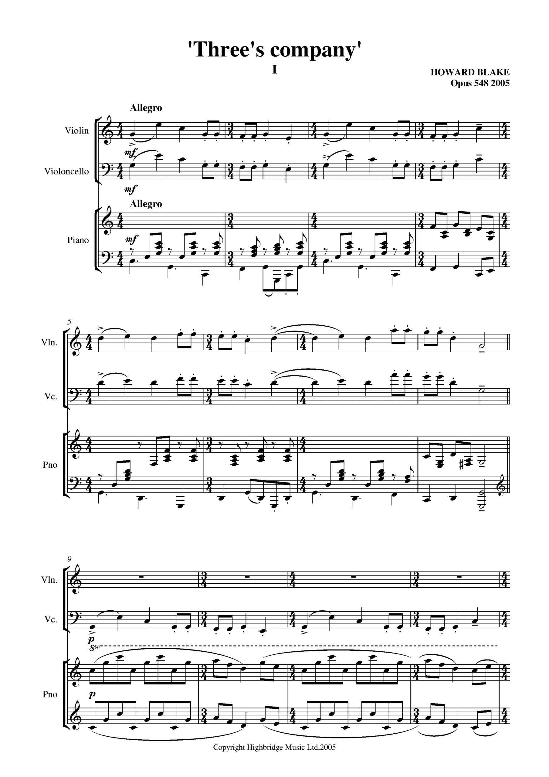 Three's Company for piano trio, op.548 - full score