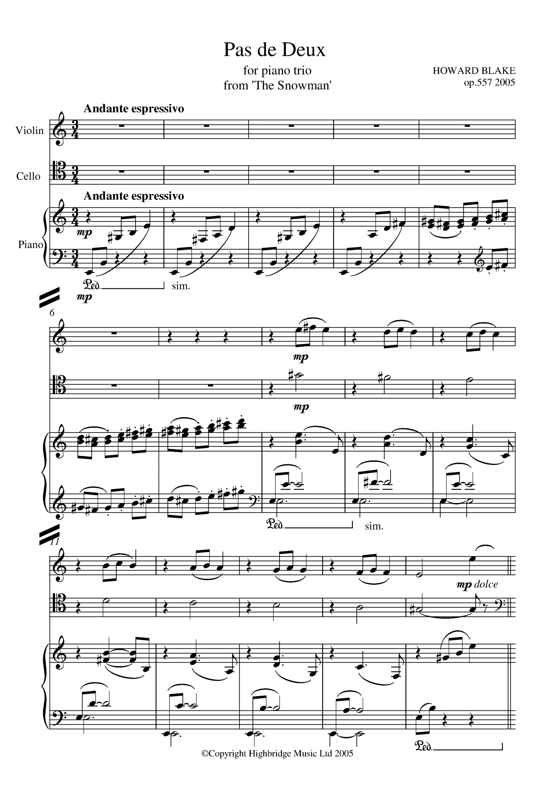 Pas de Deux for piano trio, op.557 - full score