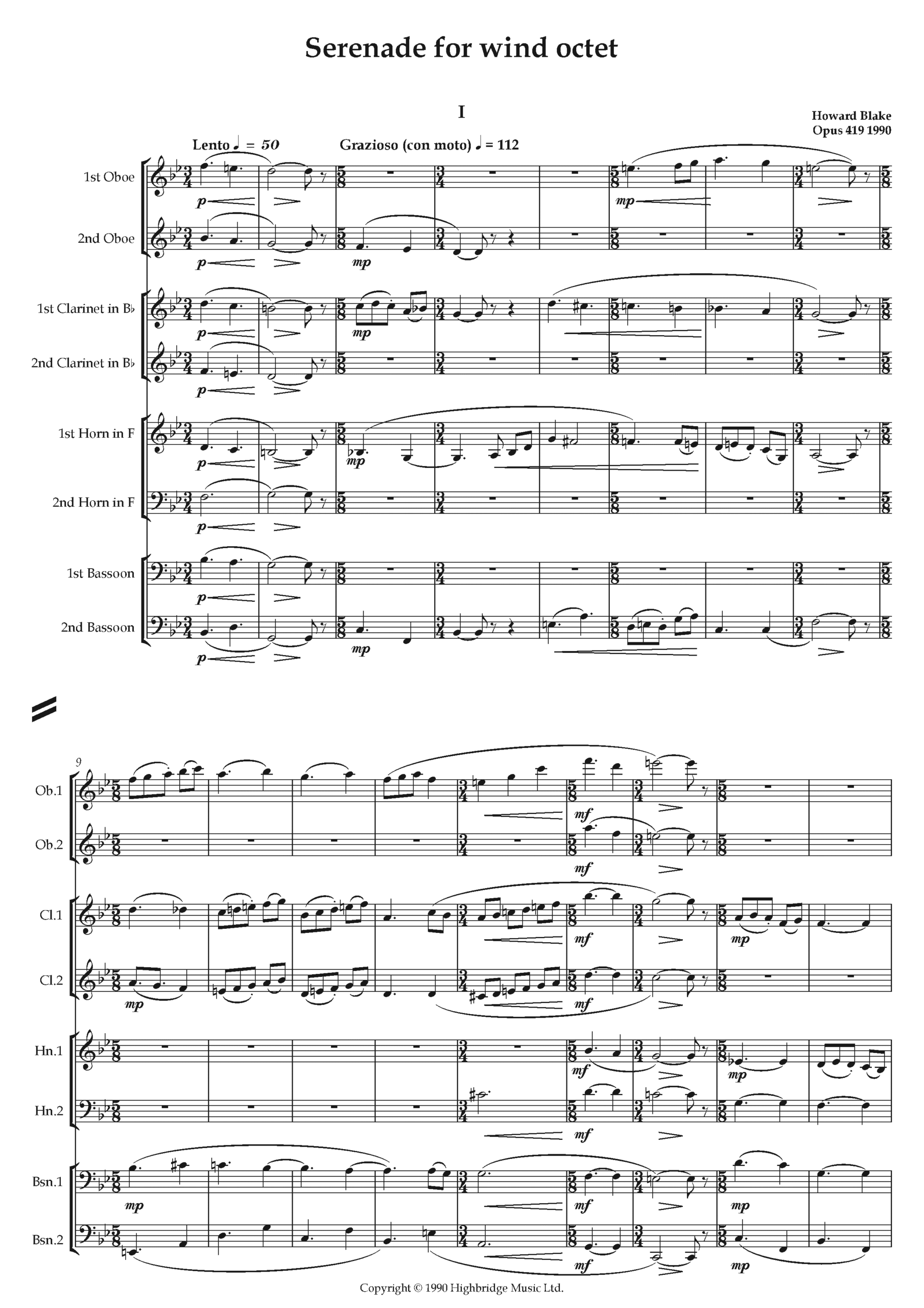 Serenade for Wind Octet, op.419 - full score