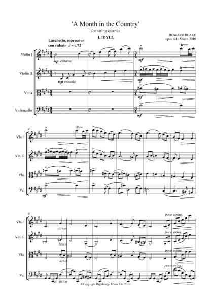 A Month in the Country (for string quartet), op.611 - full score