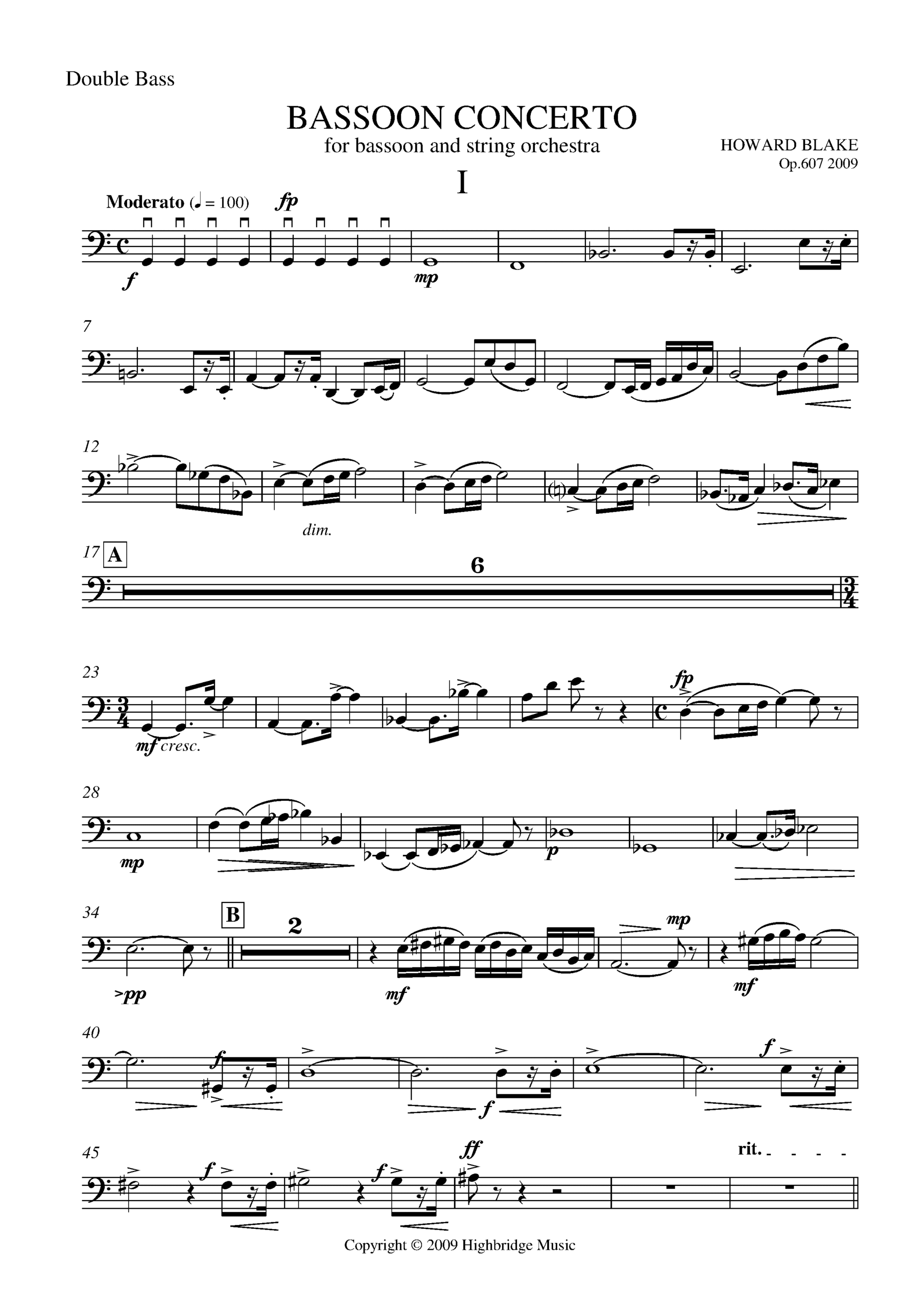 Bassoon Concerto, op.607 - double bass part