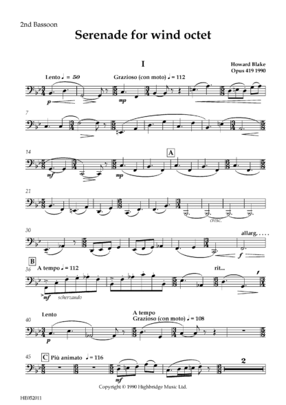 Serenade for Wind Octet, op.419 - bassoon 2 part