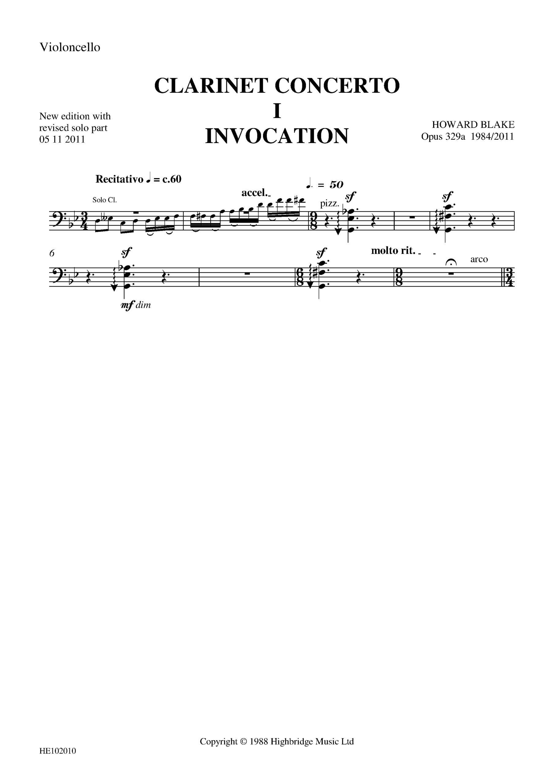 Clarinet Concerto, op.329 - cello part