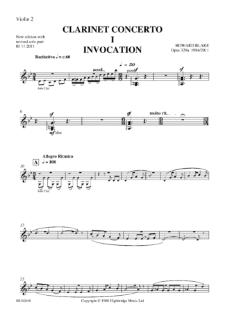 Clarinet Concerto, op.329 - violin 2 part