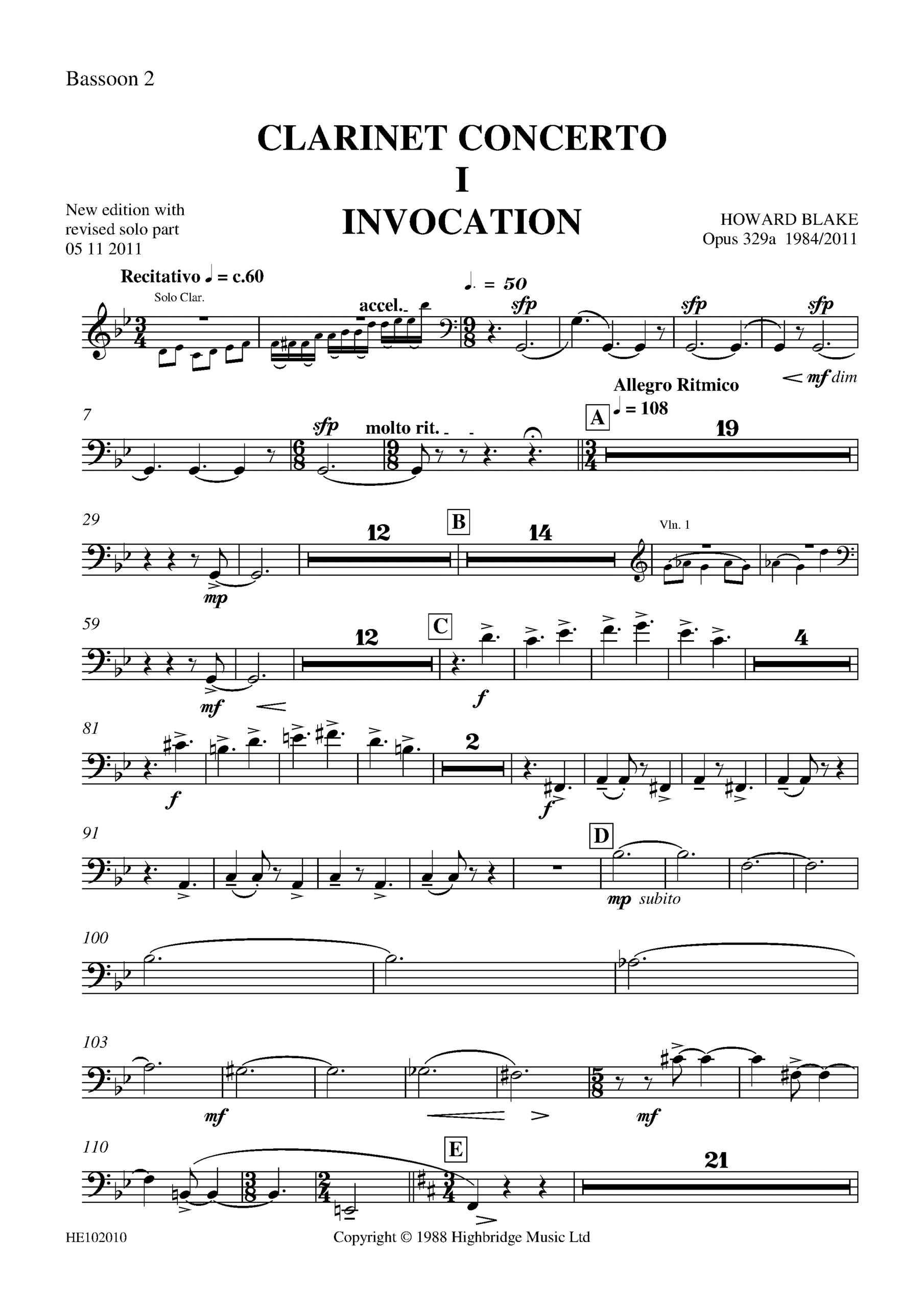 Clarinet Concerto, op.329 - bassoon 2 part