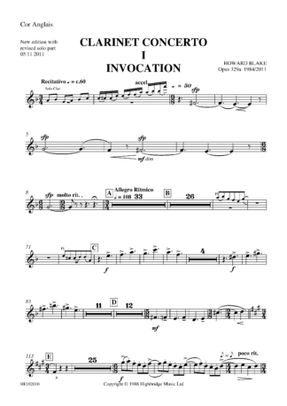 Clarinet Concerto, op.329 - cor anglais part