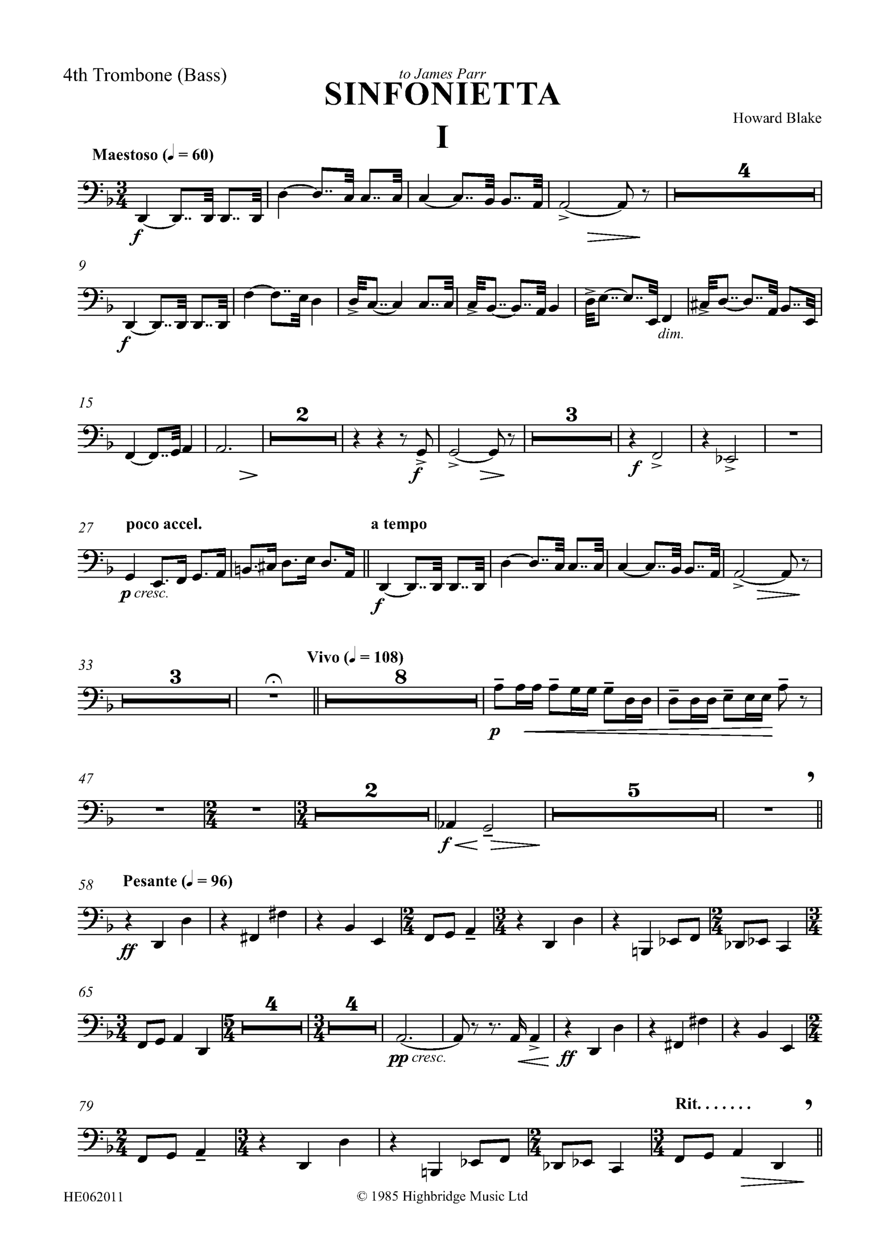 Sinfonietta - Concert work for 10 brass, op.300 - bass trombone part