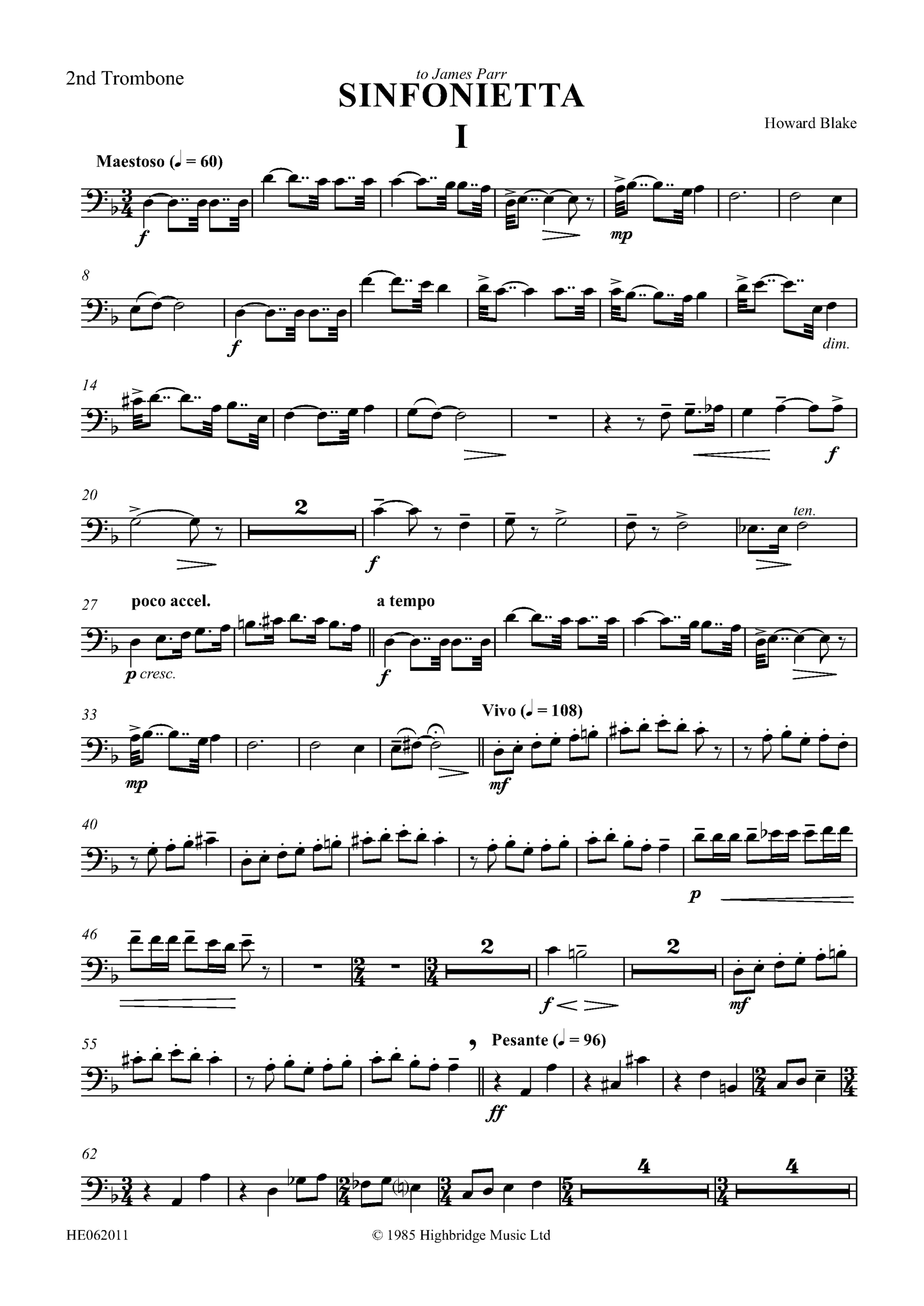 Sinfonietta - Concert work for 10 brass, op.300 - trombone 2 part