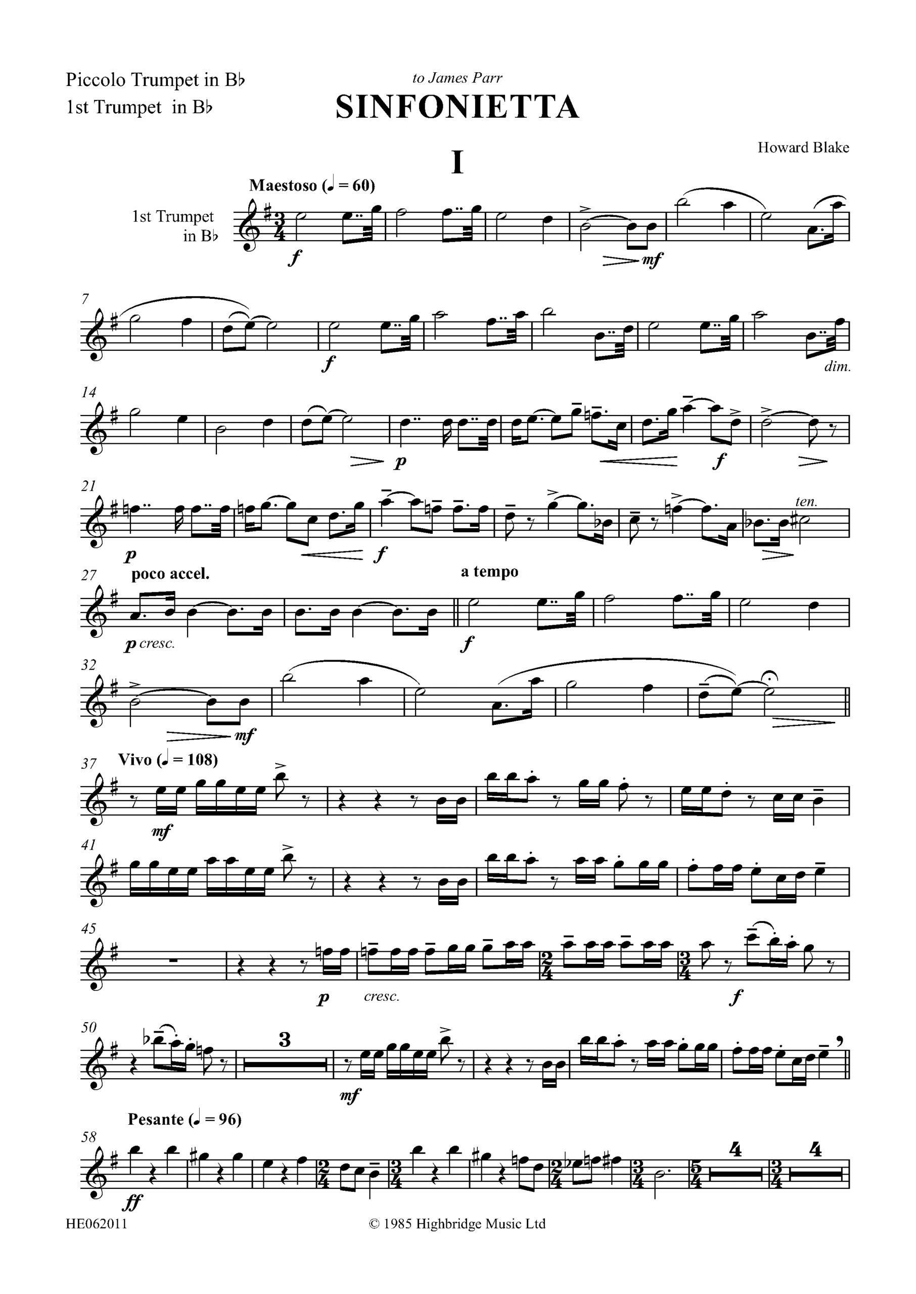 Sinfonietta - Concert work for 10 brass, op. 300 - piccolo trumpet/trumpet 1 part