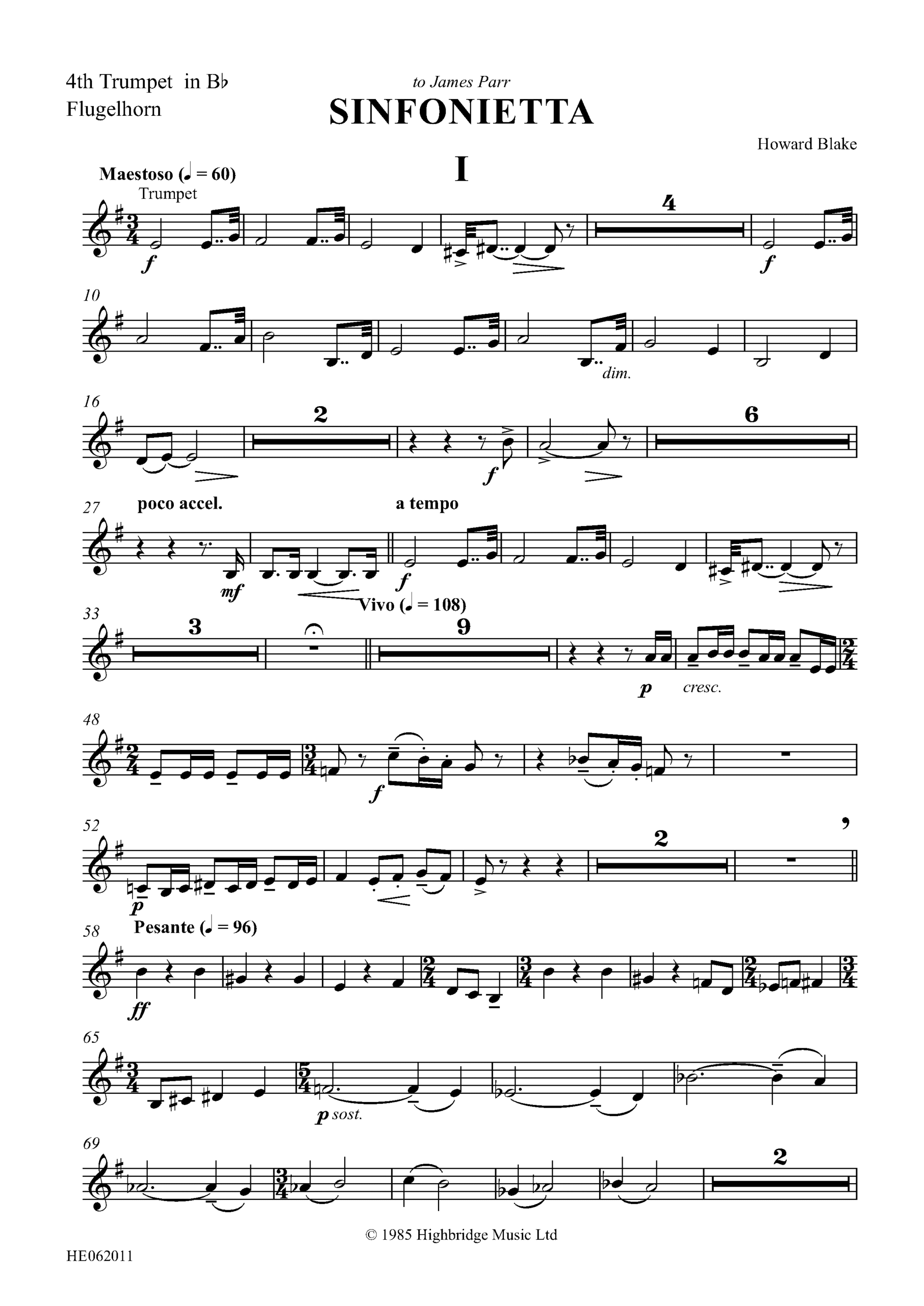 Sinfonietta - Concert work for 10 brass op.300 - trumpet 4/flugelhorn part