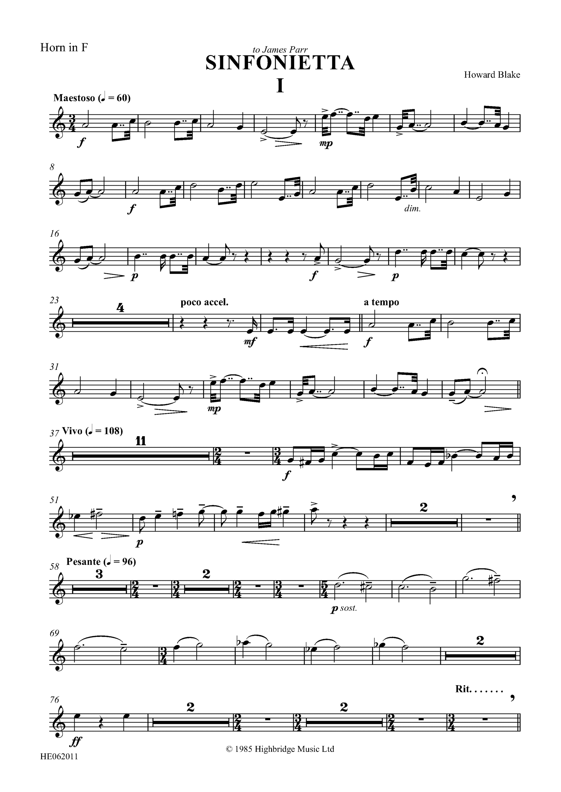 Sinfonietta - Concert work for 10 brass, op. 300 - horn in F part