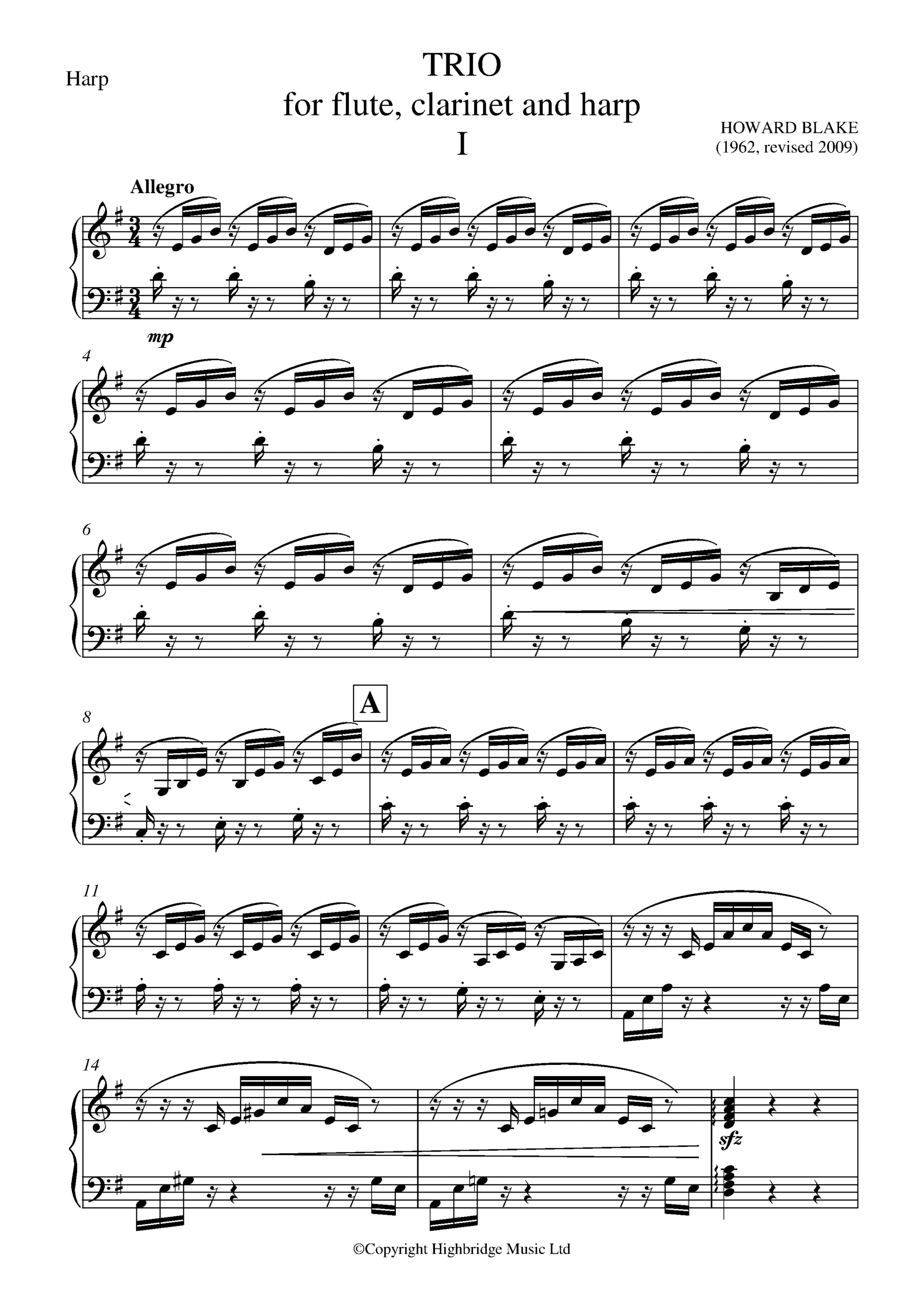 Trio for Flute, Clarinet and Harp, op.598 - harp part