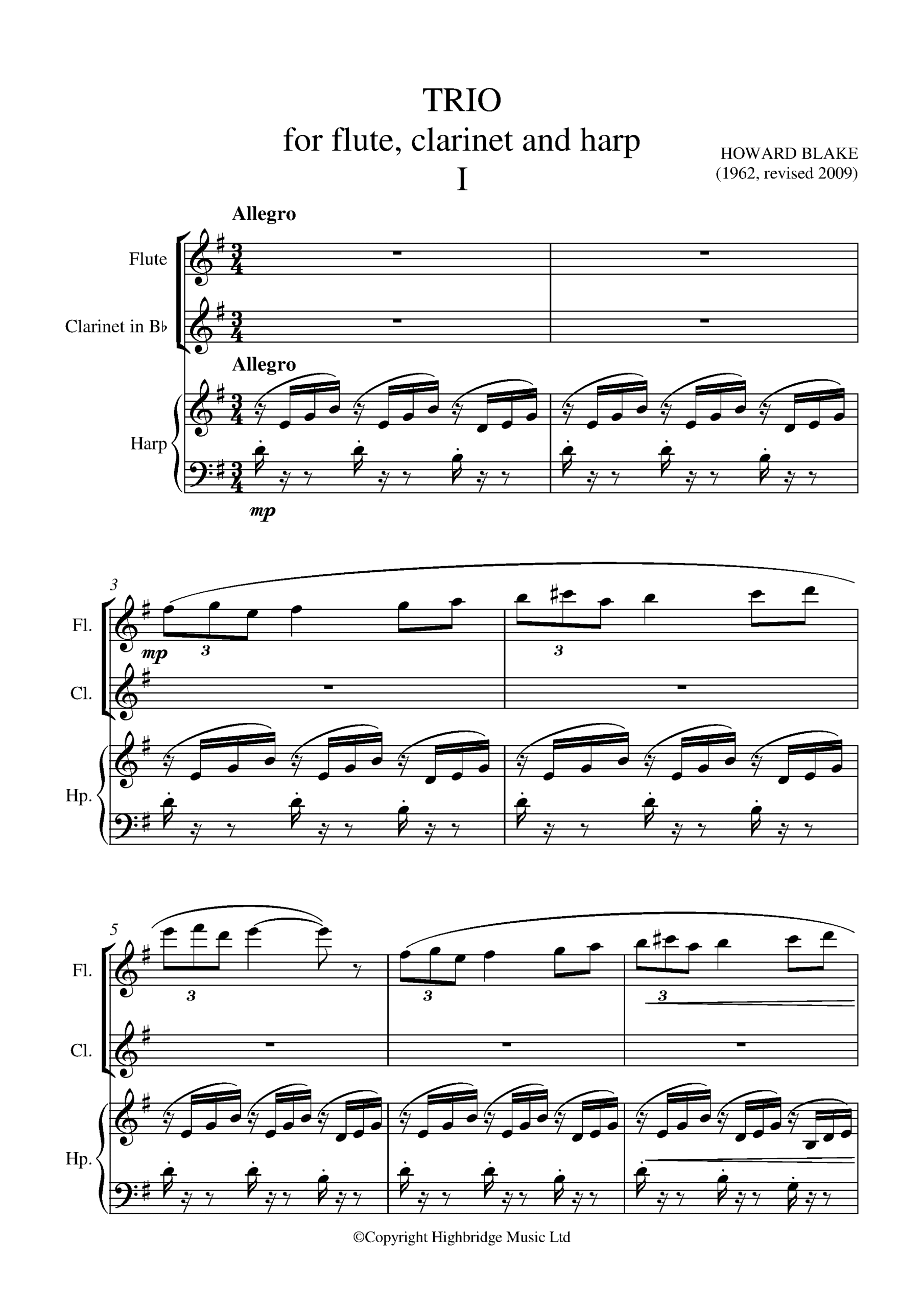 Trio for Flute, Clarinet and Harp, op.598 - full score