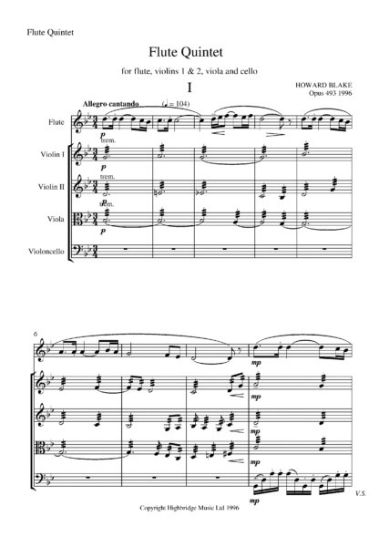 Flute Quintet, op.493 - full score