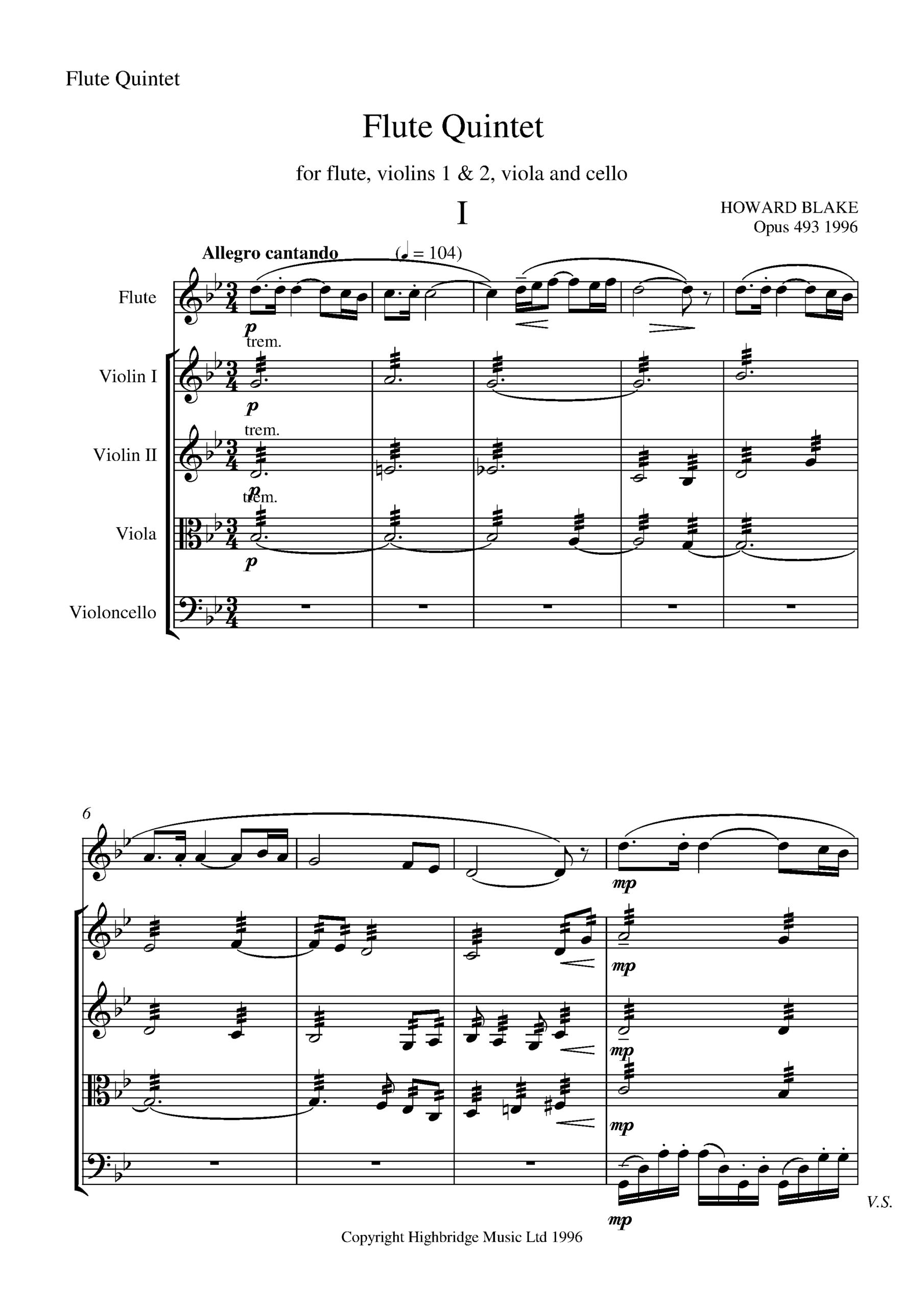 Flute Quintet, op.493 - full score