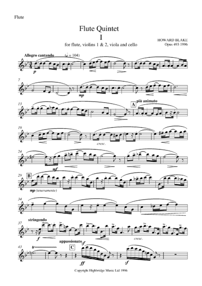 Flute Quintet, op.493 - flute part