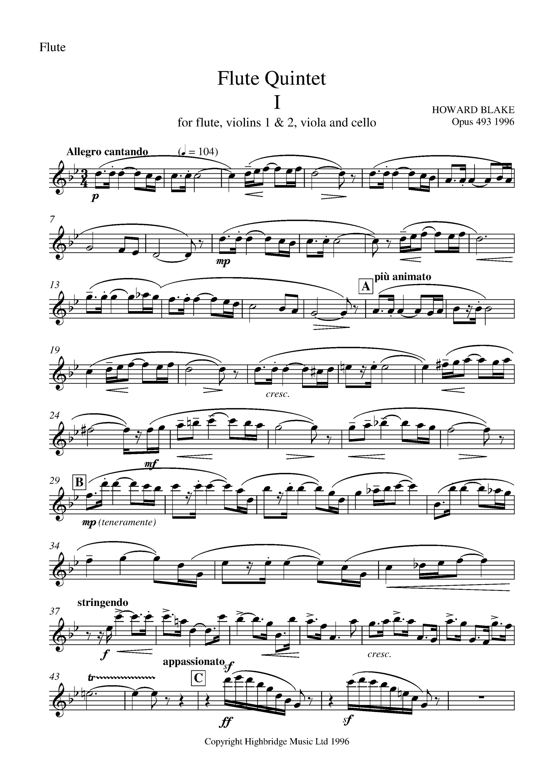 Flute Quintet, op.493 - flute part