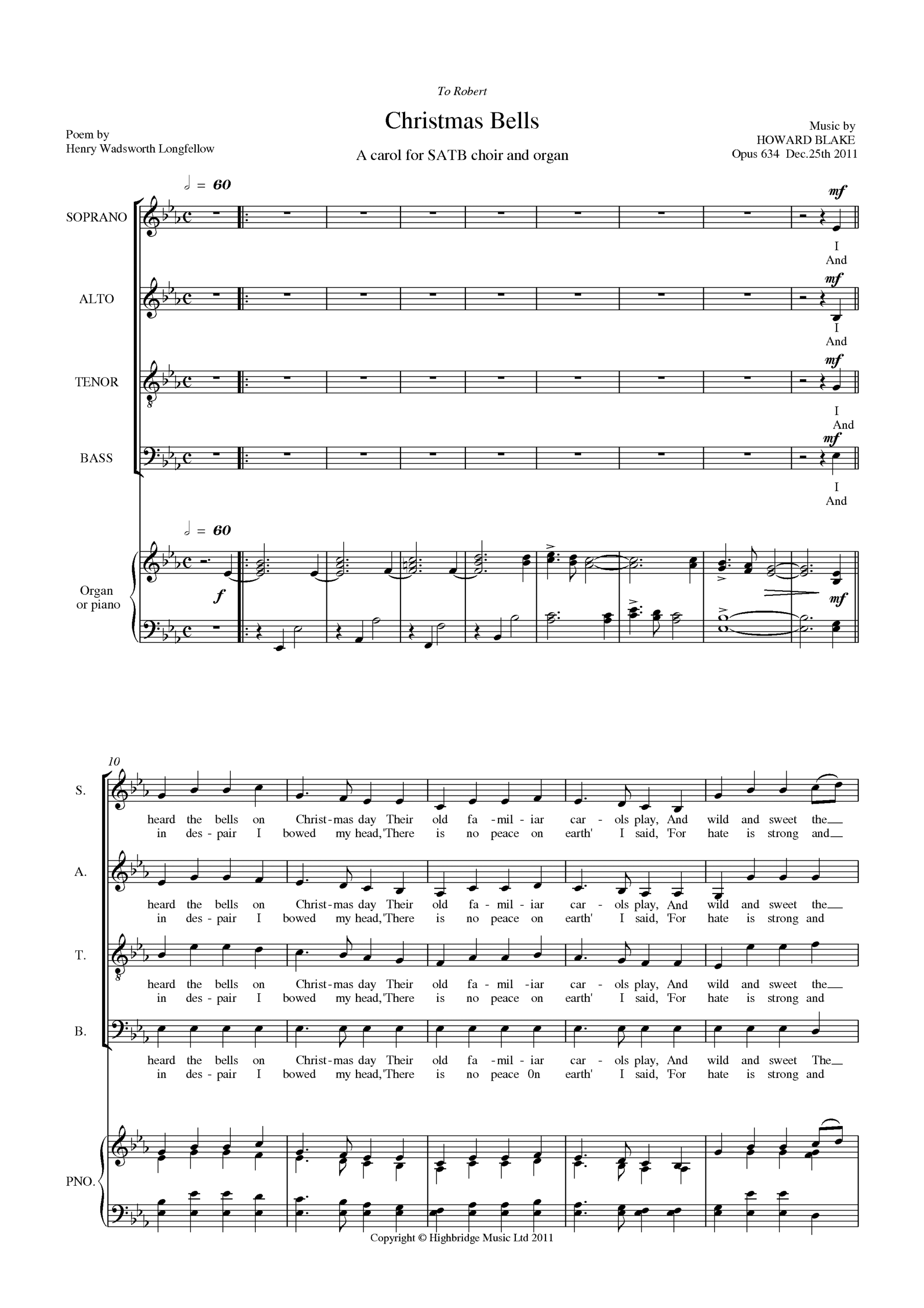 Christmas Bells (A Carol for Choir), op.634