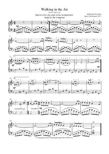 Walking in the Air (Easy Piano), op.335b