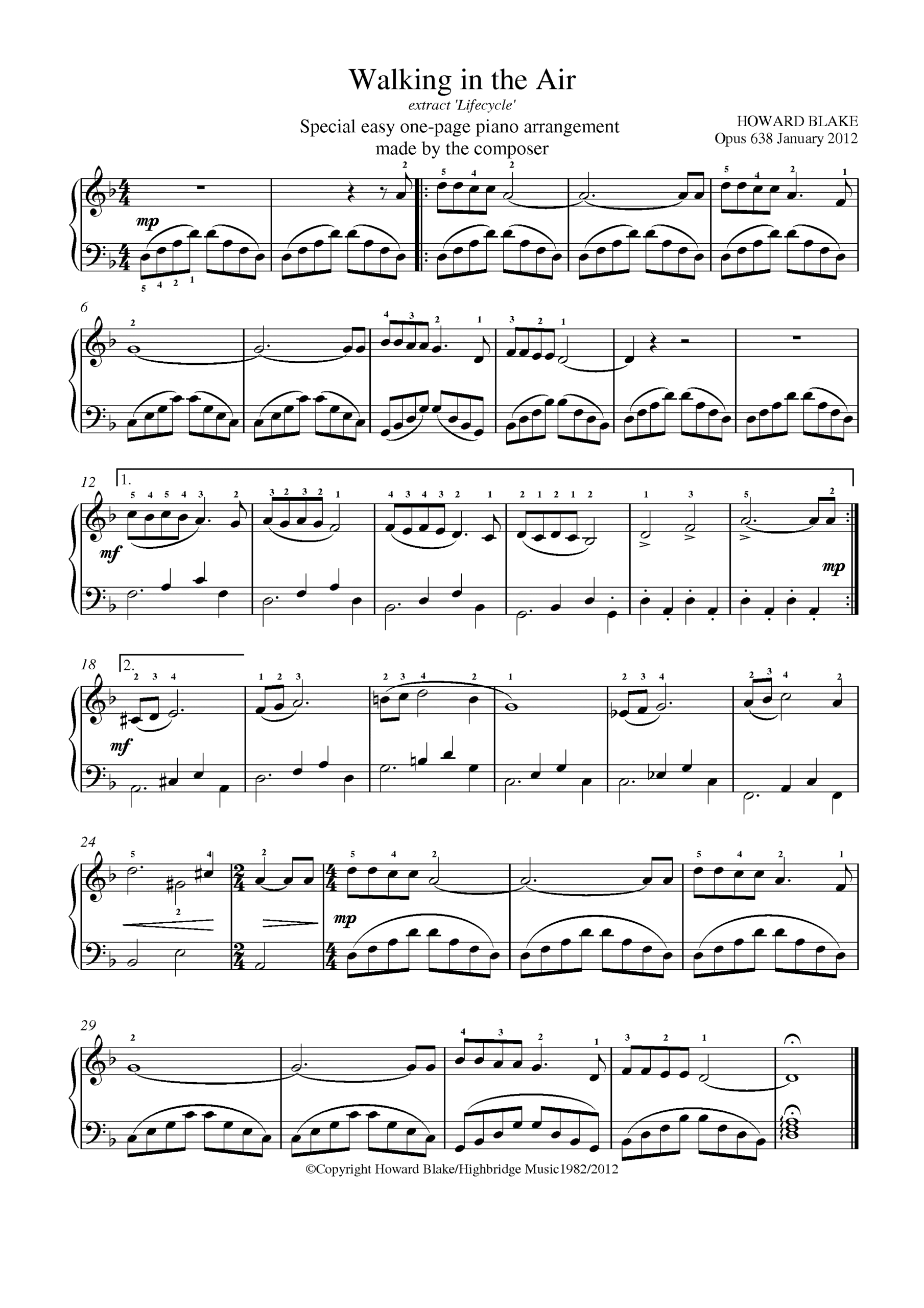 Walking in the Air (Easy Piano), op.335b