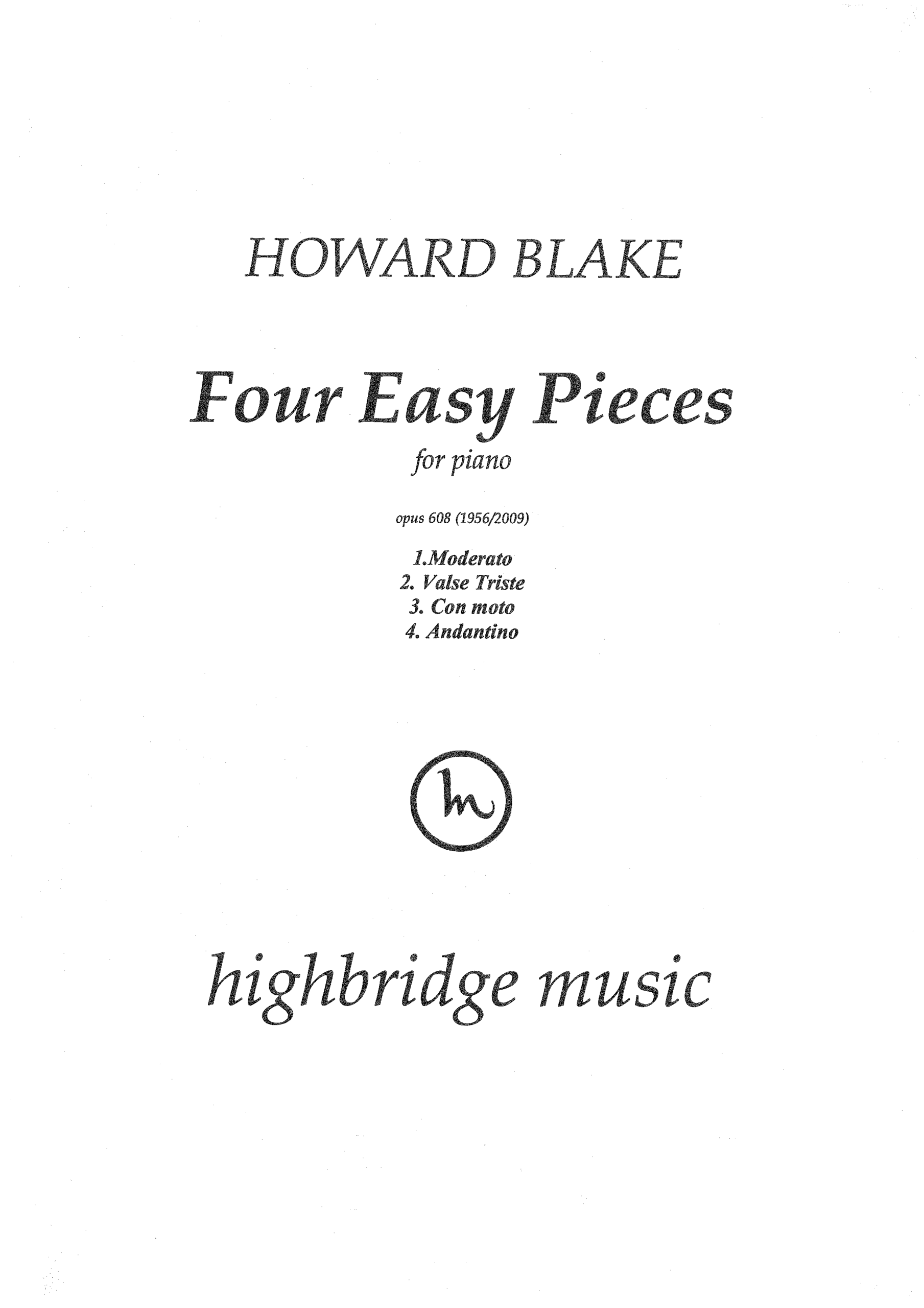 Four Easy Pieces for piano, op.608