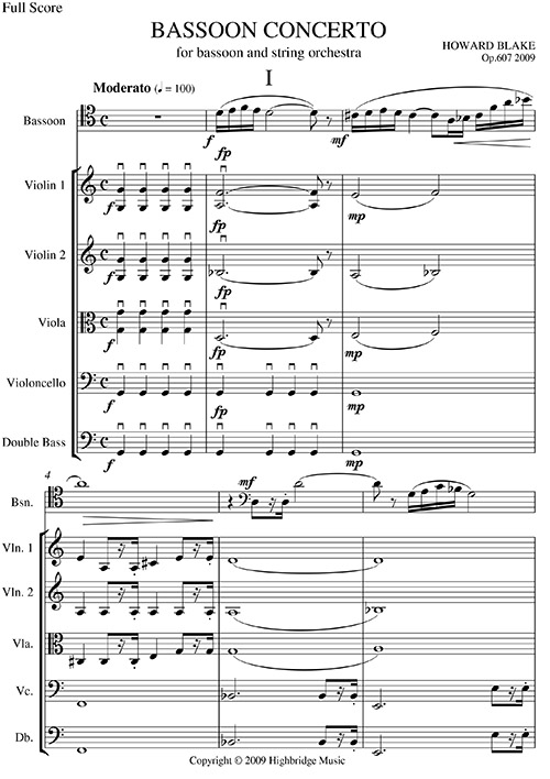 Bassoon Concerto, op.607 - full score