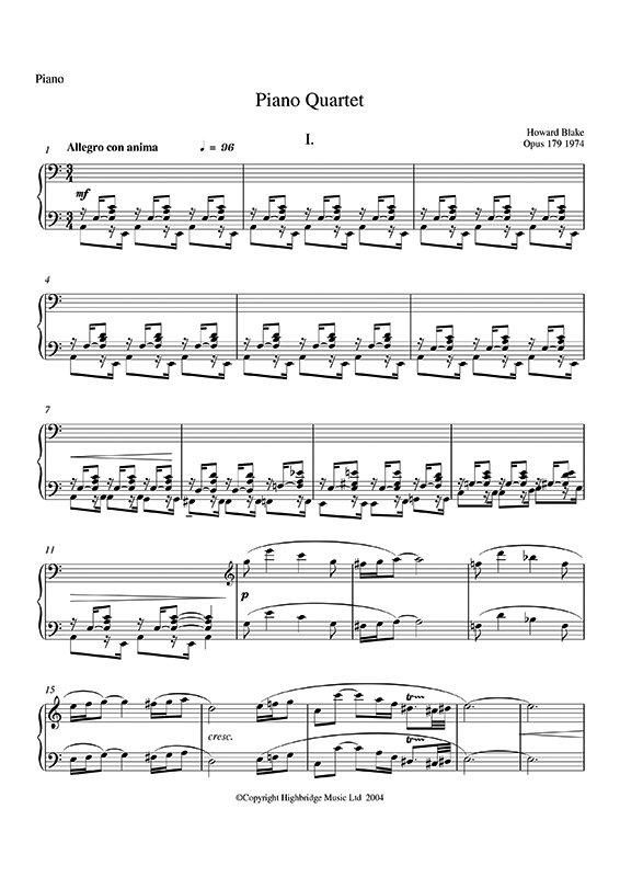 Piano Quartet, op.179 - piano part