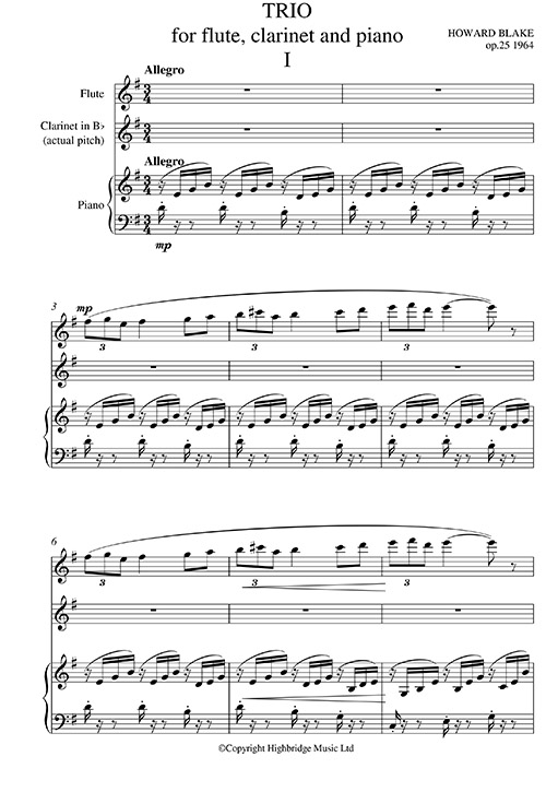 Trio for Flute, Clarinet and Piano, op.25 - full score