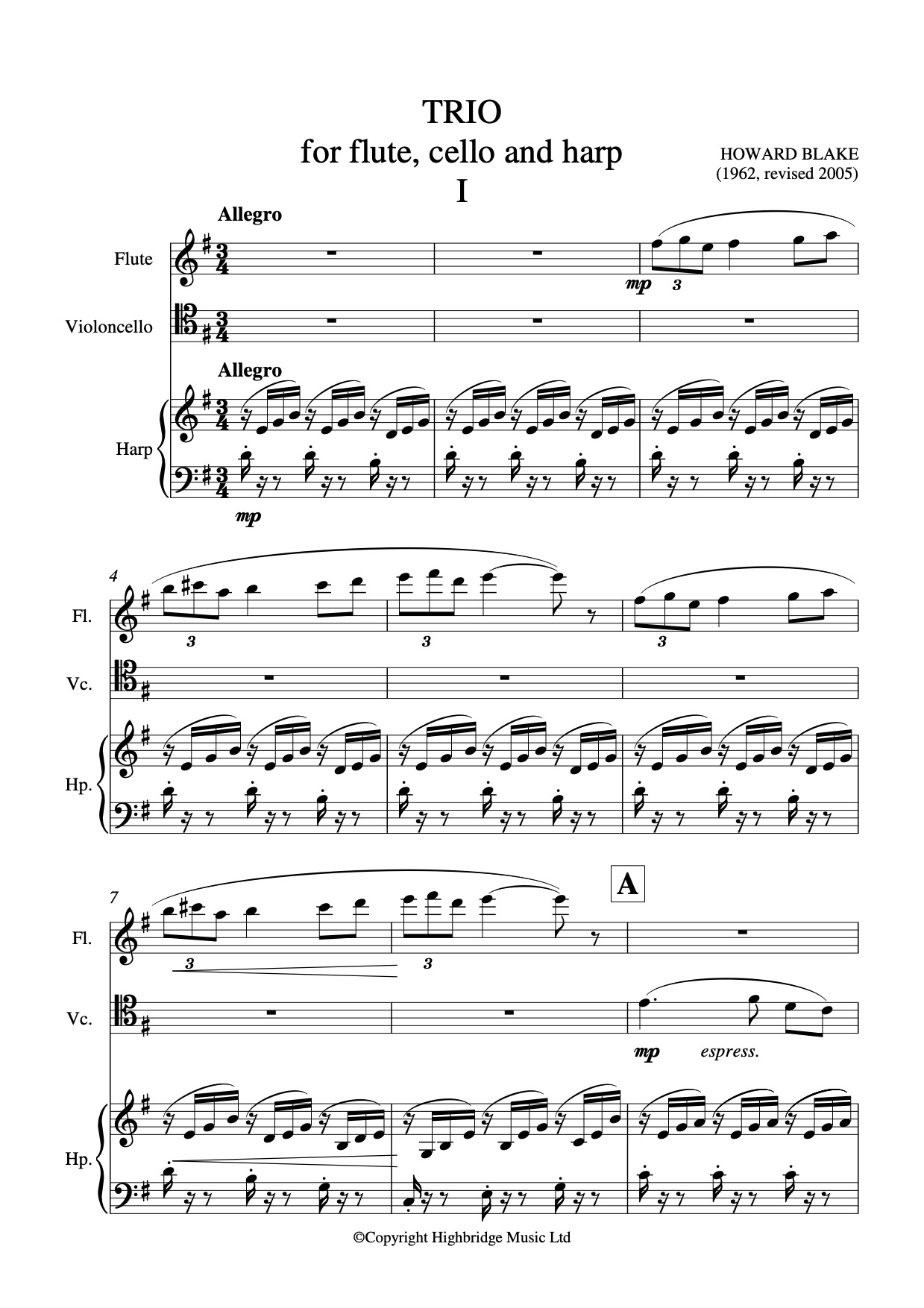 Trio for Flute, Cello and Harp, op.559 - Full Score